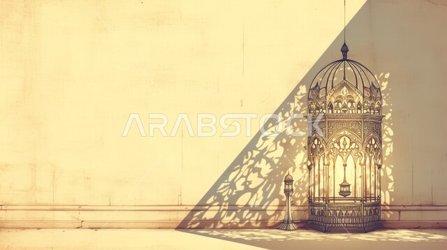 مفهوم العبادة والطاعة والتقرب الى الله، الفونيس العربية المزخرفة المضيئة، الاجواء الرمضانية الروحانية، السرور والبهجة بقدوم شهر الخير, زينة وديكورات على الطراز العربي الاسلامي للاعياد والمناسبات الدينية