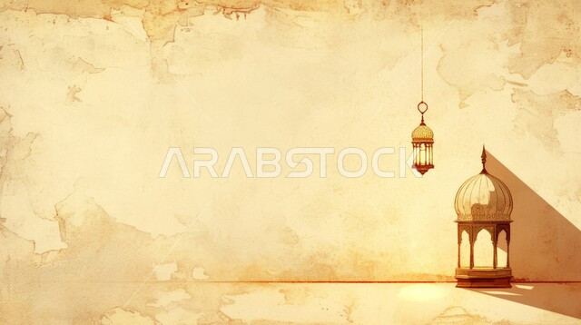 زينة وديكورات على الطراز العربي الاسلامي للاعياد والمناسبات الدينية، مفهوم العبادة والطاعة والتقرب الى الله، الفونيس العربية المزخرفة المضيئة، الاجواء الرمضانية الروحانية، السرور والبهجة بقدوم شهر الخير