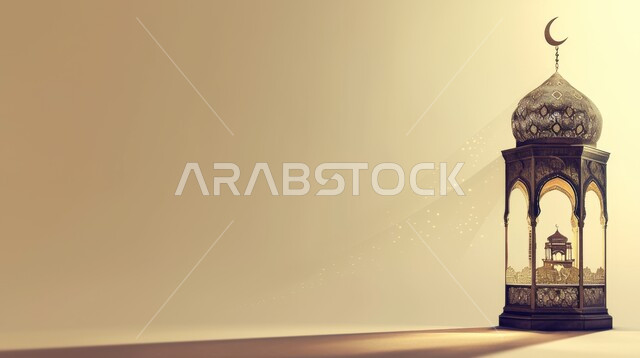 الاجواء الرمضانية الروحانية، السرور والبهجة بقدوم شهر الخير, الفونيس العربية المزخرفة المضيئة، مفهوم العبادة والطاعة والتقرب الى الله، زينة وديكورات على الطراز العربي الاسلامي للاعياد والمناسبات الدينية