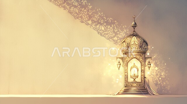 الفونيس العربية المزخرفة المضيئة، الاجواء الرمضانية الروحانية، السرور والبهجة بقدوم شهر الخير, مفهوم العبادة والطاعة والتقرب الى الله، زينة وديكورات على الطراز العربي الاسلامي للاعياد والمناسبات الدينية