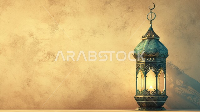 الاجواء الرمضانية الروحانية، السرور والبهجة بقدوم شهر الخير, الفونيس العربية المزخرفة المضيئة، مفهوم العبادة والطاعة والتقرب الى الله، زينة وديكورات على الطراز العربي الاسلامي للاعياد والمناسبات الدينية