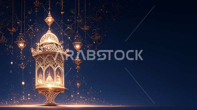 الفونيس العربية المزخرفة المضيئة، الاجواء الرمضانية الروحانية، السرور والبهجة بقدوم شهر الخير, مفهوم العبادة والطاعة والتقرب الى الله، زينة وديكورات على الطراز العربي الاسلامي للاعياد والمناسبات الدينية