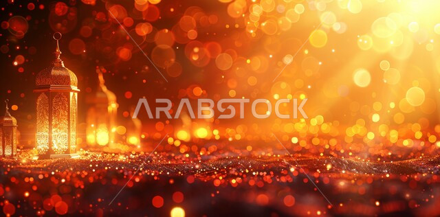 زينة وديكورات على الطراز العربي الاسلامي للاعياد والمناسبات الدينية، مفهوم العبادة والطاعة والتقرب الى الله، الفونيس العربية المزخرفة المضيئة، الاجواء الرمضانية الروحانية، السرور والبهجة بقدوم شهر الخير