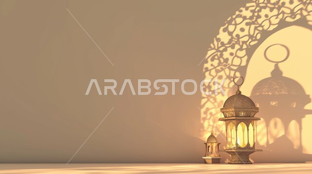 زينة وديكورات على الطراز العربي الاسلامي للاعياد والمناسبات الدينية، مفهوم العبادة والطاعة والتقرب الى الله، الفونيس العربية المزخرفة المضيئة، الاجواء الرمضانية الروحانية، السرور والبهجة بقدوم شهر الخير