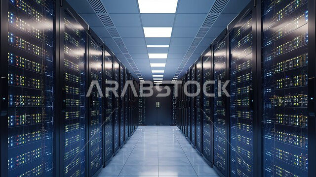 شبكة التخزين السحابي، مفهوم التحول والتطور الرقمي وتكنولوجيا المستقبل، غرفة التحكم بالسيرفرات وخوادم الانترنت، تسهيل الوصول للمعلومات من خلال نظم قواعد البيانات، مركز الداتا سنتر، البنية التحتية التكنولوجية