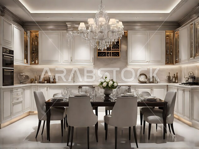 غرفة سفرة بتصاميم راقية، الفنون الهندسية و استخدام الطراز الفني الانيق في الاثاث المنزلي، شقق وفلل سكنية في المملكة العربية السعودية، ديكورات منزلية داخلية حديثة لغرف الطعام