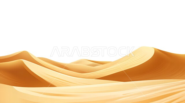 مناطق البادية والبيئة الطبيعية الصحراوية في النهار, التكوينات والتشكلات الرملية في صحراء المملكة العربية السعودية، التضاريس و المرتفعات والقمم الجبلية في البراري، التلال و الهضاب من الرمال الناعمة الذهبية، خلفية الطبيعة
