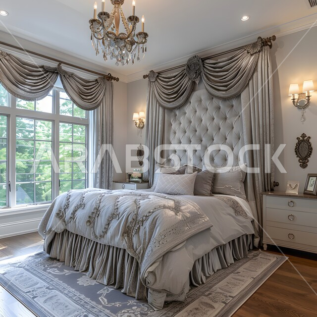 استخدام الطراز الفني الأنيق في الأثاث المنزلي، الديكورات العصرية لغرف النوم باللون الأبيض، تصاميم داخلية متميزة للفلل والشقق السكنية في المملكة العربية السعودية، سرير مريح بألوان هادئة، اكسسوارات منزلية داخلية راقية