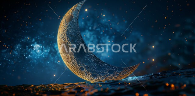 الاجواء الرمضانية الروحانية، السرور والبهجة بقدوم شهر الخير، مفهوم العبادة والطاعة والتقرب الى الله، آداء الفرائض والصلوات، منظر الهلال في السماء المليئة بالنجوم