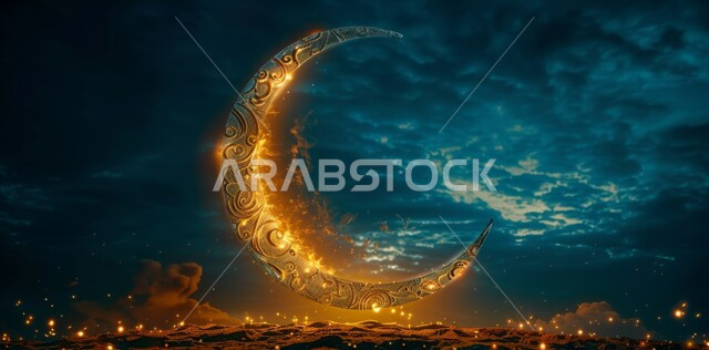 الاجواء الرمضانية الروحانية، السرور والبهجة بقدوم شهر الخير، مفهوم العبادة والطاعة والتقرب الى الله، آداء الفرائض والصلوات، منظر الهلال في السماء المليئة بالنجوم
