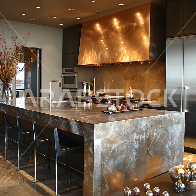  أدوات منزلية حديثة ومتطورة، تصاميم وديكورات داخلية للمطابخ العربية الفاخرة في المملكة العربية السعودية, مطبخ راقي بألوان راقية, الفن الهندسي المعماري على الطراز الحديث