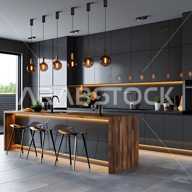  أدوات منزلية حديثة ومتطورة، تصاميم وديكورات داخلية للمطابخ العربية الفاخرة في المملكة العربية السعودية, مطبخ راقي بألوان راقية, الفن الهندسي المعماري على الطراز الحديث