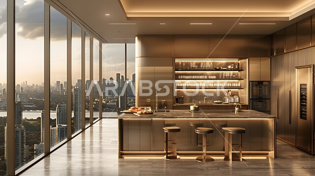  أدوات منزلية حديثة ومتطورة، تصاميم وديكورات داخلية للمطابخ العربية الفاخرة في المملكة العربية السعودية, مطبخ راقي بألوان راقية, الفن الهندسي المعماري على الطراز الحديث