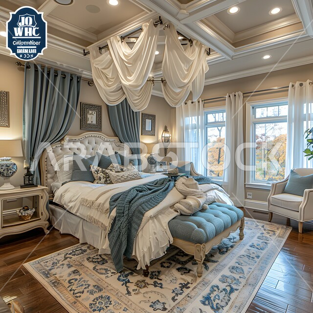 اكسسوارات منزلية داخلية راقية، استخدام الطراز الفني الأنيق في الأثاث المنزلي، الديكورات العصرية لغرف النوم، تصاميم داخلية متميزة للفلل والشقق السكنية في المملكة العربية السعودية، سرير مريح بألوان هادئة