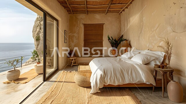 اكسسوارات منزلية داخلية راقية، استخدام الطراز الفني الأنيق في الأثاث المنزلي، الديكورات العصرية لغرف النوم، تصاميم داخلية متميزة للفلل والشقق السكنية في المملكة العربية السعودية، سرير مريح بألوان هادئة