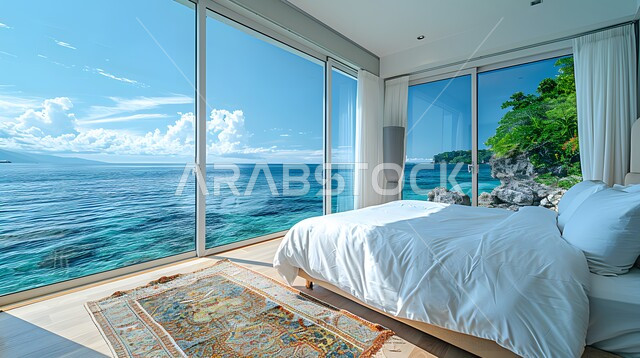 اكسسوارات منزلية داخلية راقية، استخدام الطراز الفني الأنيق في الأثاث المنزلي، الديكورات العصرية لغرف النوم، تصاميم داخلية متميزة للفلل والشقق السكنية في المملكة العربية السعودية، سرير مريح بألوان هادئة