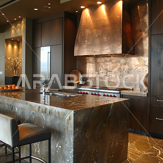 فنون الهندسة المعمارية المتميزة الحديثة, استخدام الطراز الفني العصري في الأثاث المنزلي ,مطبخ بديكورات داخلية فاخرة، شقق وفلل سكنية في السعودية