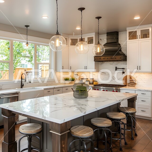 فنون الهندسة المعمارية المتميزة الحديثة, استخدام الطراز الفني العصري في الأثاث المنزلي ,مطبخ بديكورات داخلية فاخرة، شقق وفلل سكنية في السعودية