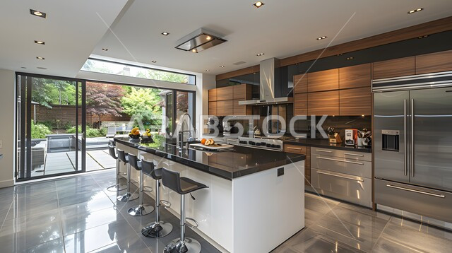 فنون الهندسة المعمارية المتميزة الحديثة, استخدام الطراز الفني العصري في الأثاث المنزلي ,مطبخ بديكورات داخلية فاخرة، شقق وفلل سكنية في السعودية