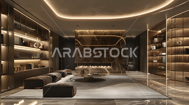 غرفة معيشة بديكورات داخليه متطورة، شقق ومنازل سكنية حديثة ومريحة في المملكة العربية السعودية، أثاث منزلي راقي وأنيق، التطور العمراني والهندسي لغرف الجلوس