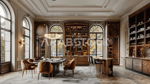 غرفة اجتماعات واسعة مع طاولة محاطة بكراسي، غرف مكتبية بتصاميم وديكورات داخلية فخمة، التصميم العصري الحديث للمكاتب في الشركات السعودية، النوافذ والواجهات الزجاجية