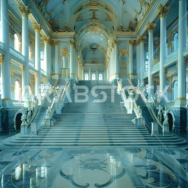 التصميم الحديث لسلم من الرخام داخل فندق فاخر، الديكورات الداخلية باللون الرمادي الفخم، فلل سكنية بتصاميم عصرية، مفهوم الفن المعماري الهندسي في السعودية، اكسسوارات وتحف وأثاث منزلي راقي