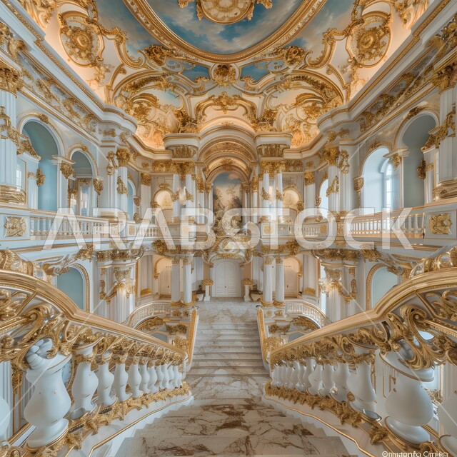 التصميم الحديث لسلم من الرخام داخل فندق فاخر، الديكورات الداخلية باللون الرمادي الفخم، فلل سكنية بتصاميم عصرية، مفهوم الفن المعماري الهندسي في السعودية، اكسسوارات وتحف وأثاث منزلي راقي