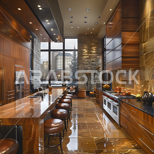 تصاميم وديكورات داخلية للمطابخ العربية الفاخرة في المملكة العربية السعودية, مطبخ راقي بألوان راقية, الفن الهندسي المعماري على الطراز الحديث, واجهات ونوافذ زجاجية, أدوات منزلية حديثة ومتطورة.