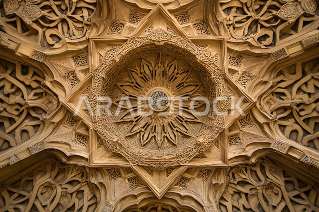 الفن الهندسي المعماري لمسجد عربي عريق، النقوش والزخارف على الجدران الداخلية للقبب، مفهوم العبادة والتقرب إلى الله تعالى، التصاميم والديكورات الداخلية الأنيقة للمساجد في المملكة العربية السعودية