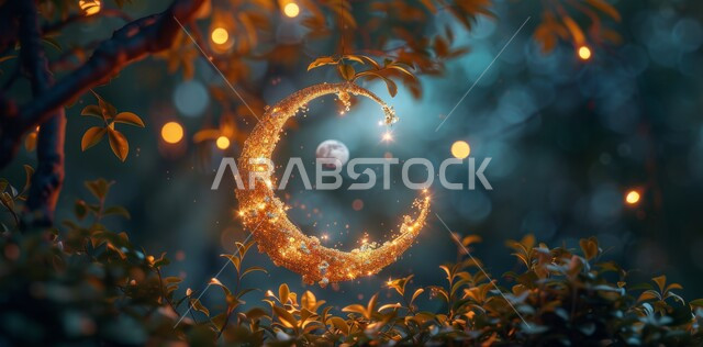 The concept of worship, obedience and drawing closer to God, decorations and ornaments in the Arab-Islamic style, celebrations of religious occasions and holidays, the spiritual atmosphere of Ramadan, the joy and happiness of the arrival of the month of goodness, the view of the shining crescent moon hanging at night