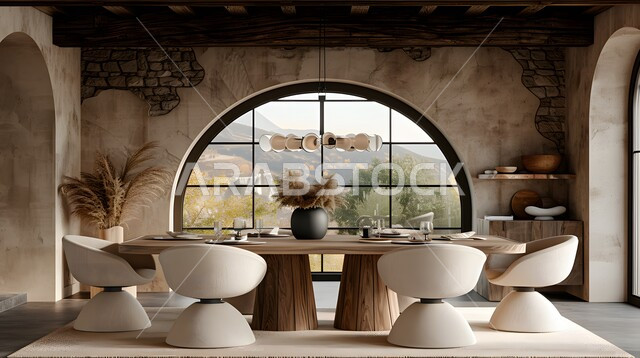 ديكورات منزلية داخلية حديثة لغرف الطعام، غرفة سفرة بتصاميم راقية، استخدام الطراز الفني الانيق في الاثاث المنزلي، الفنون الهندسية في تصميم طاولة الطعام، شقق وفلل سكنية في المملكة العربية السعودية، واجهات زجاجية كبيرة