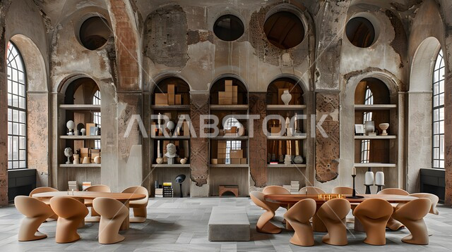 Wooden dining room with elegant designs, engineering arts in dining table design, modern interior home decorations for dining rooms, using elegant artistic style in home furniture, residential apartments and villas in the Kingdom of Saudi Arabia