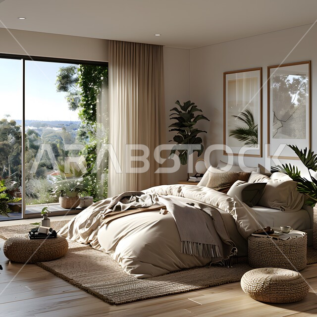 غرفة نوم باللون الأبيض بتصاميم عصرية، شقق وفلل سكنية مميزة، تصميمات وديكورات داخلية على الطراز االحديث، غرف بأثاث منزلي أنيق وراقي، الفنادق والمنتجعات الفخمة في المملكة العربية السعودية، الواجهات الزجاجية الضخمة