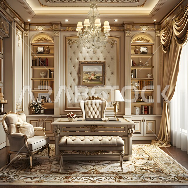 تجهيزات مكتبية حديثة بأثاث أنيق ومريح، تصميم عصري لمكاتب شركات المملكة العربية السعودية, تصاميم داخلية وديكورات راقية على الطراز الحديث, واجهات زجاجية في مكتب العمل، مكتبه مليئة بالروايات والكتب