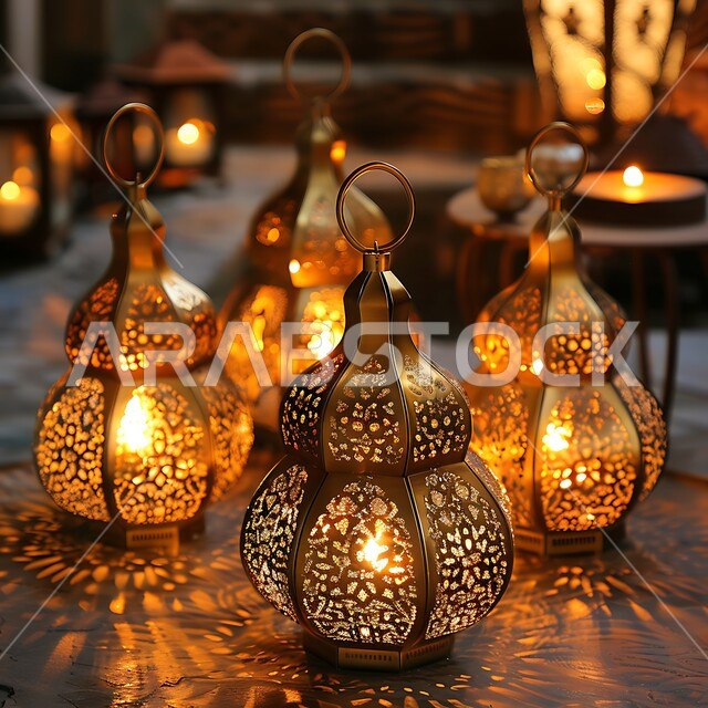الحرف والتحف اليدوية السعودية التقليدية، الصناعات المعدنية الشعبية و التراث الثقافي السعودي الغني, مجموعة من الفوانيس العربية المعدنية التقليدية المزخرفة، إضاءة وزينة شهر رمضان