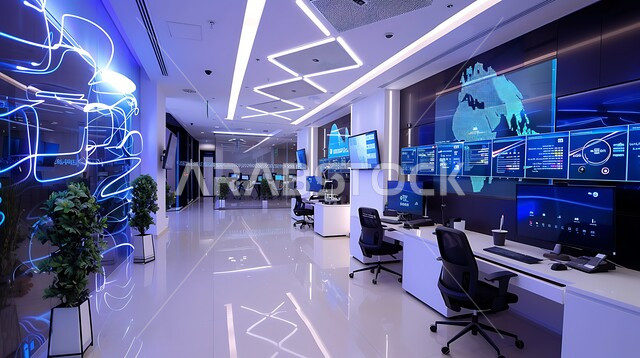  استخدام التكنولوجيا و التقنيات الحديثة, الاجهزة الذكية في الغرف المكتبية، تصميم داخلي و ديكورات راقية على الطرازالحديث، تصاميم عصرية للشركات الراقية, الفن الهندسي المعماري لمكاتب الاعمال في المملكة العربية السعودية