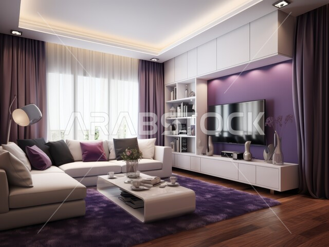 Luxury interior design for villas and apartments in Saudi Arabia, modern living room interior designs, contemporary accessories and antiques, hanging art, living room with luxury home furniture