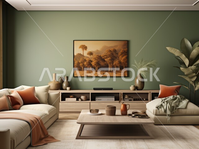  التصاميم الداخلية لغرف الجلوس على الطراز الحديث، اكسسوارات وتحف عصرية، لوحات فنية معلقة ، غرفة معيشة مع أثاث منزلي فاخر ، الديكورات الداخلية الراقية للفلل والشقق السكنية في المملكة العربية السعودية