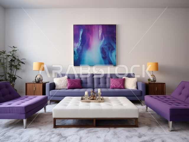  التصاميم الداخلية لغرف الجلوس على الطراز الحديث، اكسسوارات وتحف عصرية، لوحات فنية معلقة ، غرفة معيشة مع أثاث منزلي فاخر، الديكورات الداخلية الراقية للفلل والشقق السكنية في المملكة العربية السعودية