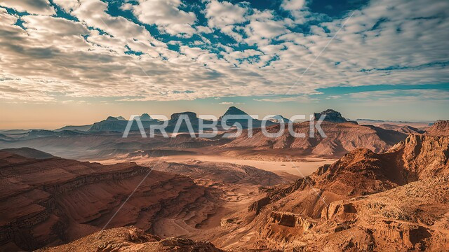 Topography in mountain peaks and heights, enjoying the natural scenery, areas for trips and spending a good time, mountainous nature in the Kingdom of Saudi Arabia, rock formations and formations