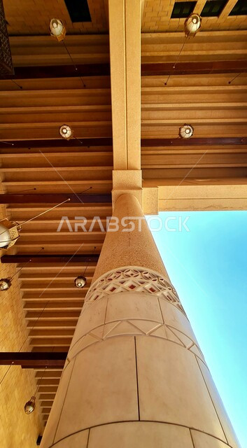 Worship and closeness to God, Sheikh Muhammad bin Ibrahim Mosque in Riyadh, interior design and architectural art for columns in mosques, religious places in the Kingdom of Saudi Arabia