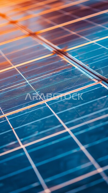 Development of electricity generation infrastructure, renewable solar power plants, close-up of solar panels on the roof of a modern building, concept of environmentally friendly alternative energy production in Saudi Arabia, photovoltaic panels plants