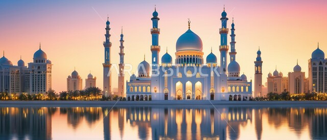 منظر تخيلي مستقبلي للتقدم والنمو العمراني, الفن الهندسي المعماري لبناء المساجد الحديثة، بناء مستقبل حضاري ومتطور, القبب والمآذن المبنية على الطراز الإسلامي في المملكة العربية السعودية, رؤية مستقبلية سعودية2030