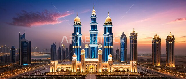 الفن الهندسي المعماري للأبراج وناطحات السحاب, منظر تخيلي مستقبلي للتقدم والنمو العمراني, بناء مستقبل وحضاري ومتطور, المباني والمنشآت التجارية الشاهقة في المملكة العربية السعودية, رؤية مستقبلية سعودية2030