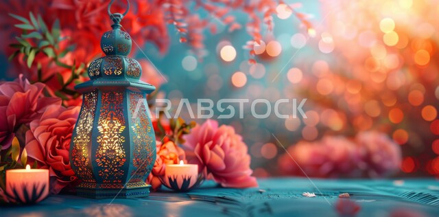 الاستعداد لاستقبال الشهر الفضيل, الأجواء الروحانية في الأيام الفضيلة, زينة و ديكورات و أنوار الاحتفالات بالمناسبات و الأعياد الدينية الإسلامية, الفوانيس المعدنية المزخرفة المضيئة, البهجة بقدوم رمضان المبارك, أضواء و مصابيح عربية تقليدية