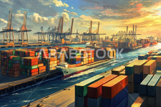 تصدير واستيراد البضاعة في المملكة العربية السعودية, ميناء شحن البضائع و الحاويات التجارية، تجارة السلع والمنتجات المحلية عبر السفن في البحار, الاقتصاد البحري لنقل واستلام كونتينرات التخزين