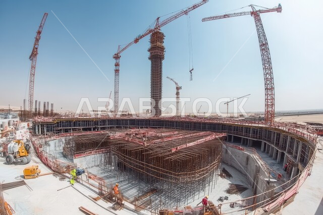 التطور المعماري والحضاري في المملكة العربية السعودية، تشييد المباني والمشاريع الضخمة، مفهوم تحسين البنية التحتية للبلاد، أعمال البناء والمقاولات والتطوير العقاري، إنشاء الأساسات والهياكل للمشروعات السكنية والمصانع