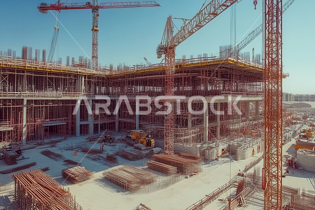 التطور المعماري والحضاري في المملكة العربية السعودية، تشييد المباني والمشاريع الضخمة، مفهوم تحسين البنية التحتية للبلاد، أعمال البناء والمقاولات والتطوير العقاري، إنشاء الأساسات والهياكل للمشروعات السكنية والمصانع