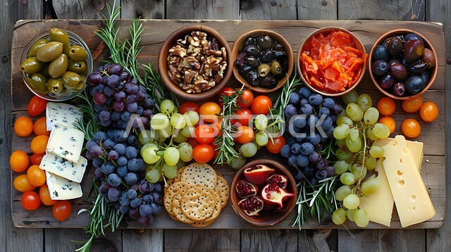 الأساليب الفنية في تقديم الخضار والفواكه الطازجة والأجبان، منتجات ومحاصيل زراعية وطنية محلية سعودية، طبق خشبي مليء بأصناف متنوعة ومختلفة من الأكلات اللذيذة، سناكات ووجبات خفيفية، أطعمة غنية بالفيتامينات والعناصر الغذائية المهمة