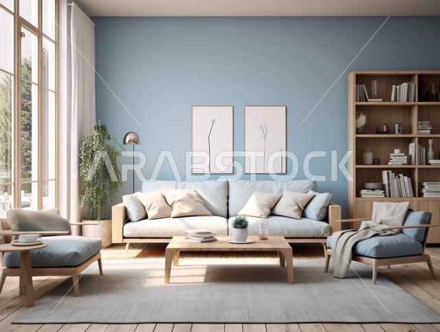 الديكورات الداخلية للفلل والشقق السكنية في المملكة العربية السعودية ،غرف معيشة بألوان راقية مع أثاث منزلي فاخر باللون الأبيض ،اكسسوارات وتحف عصرية ،التصاميم الأنيقة لغرف الجلوس على الطراز الحديث ،لوحات جدارية فنية معلقة